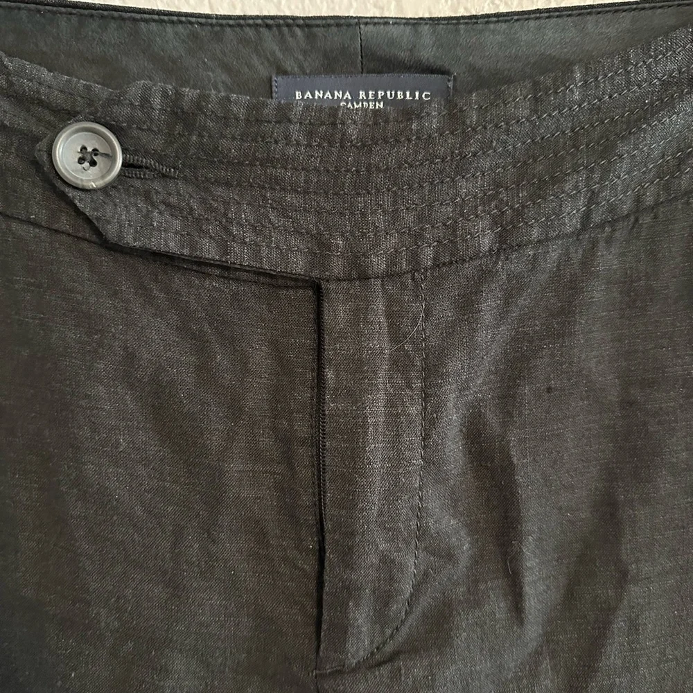 Banana Republic Women Linen Blend Camden Stretch Cropped Pants in Black Size 2